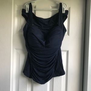 La Blanca Retro Runched Twist Tankini Set Size 8